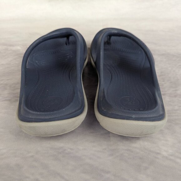 Crocs flip flops size 7 navy/gray - Picture 3 of 7